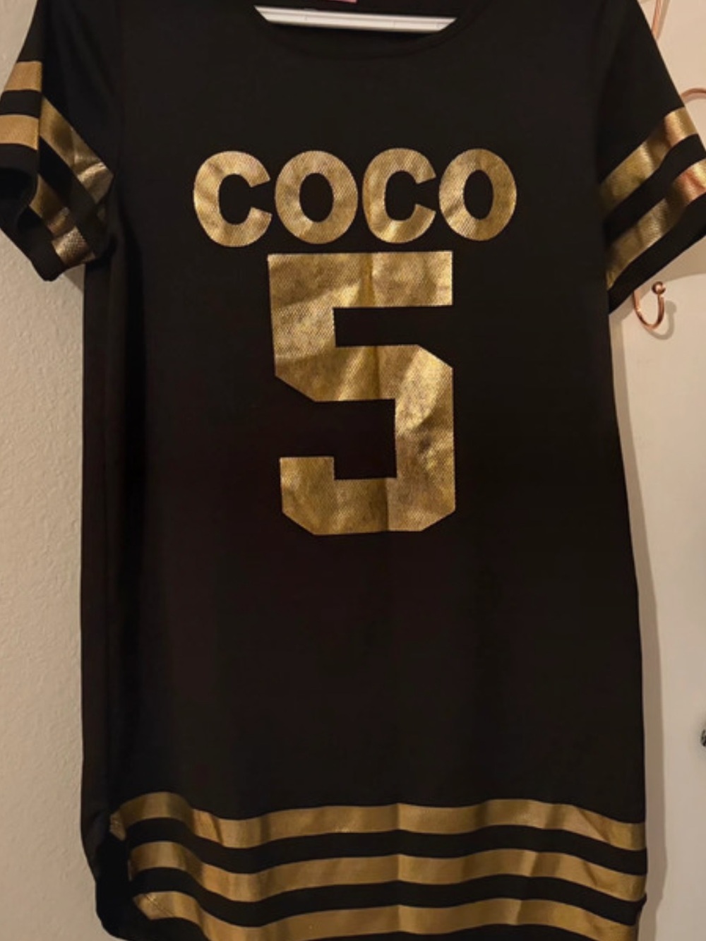 😎😎😎Black Dress with Gold Foil Accents
